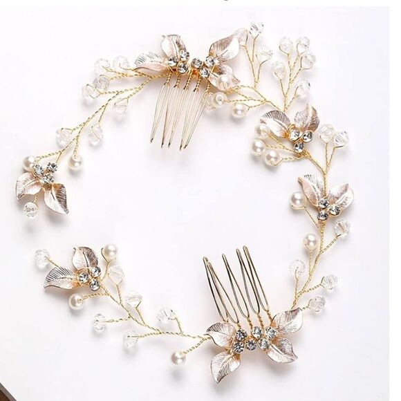 Elegant Gold Floral Hair piece K31 - Picture 2 of 5